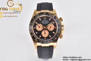 Daytona 116518 Clean Factory YG 1:1 Best Edition Black/YG Dial on Oysterflex Rubber Strap SA4130