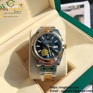 DateJust 41 YG Polished Bezel KING 1:1 Best Edition 904L Steel Black Stick Dial on SS/YG Oyster Bracelet VR3235