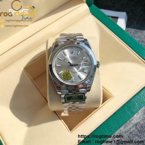 DateJust 41 SS Polished Bezel KING 1:1 Best Edition 904L Steel Silver Stick Dial on Jubilee Bracelet VR3235