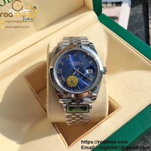 DateJust 41 SS Polished Bezel KING 1:1 Best Edition 904L Steel Blue Roman Dial on Jubilee Bracelet VR3235