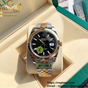 DateJust 41 SS/YG Polished Bezel KING 1:1 Best Edition 904L Steel Black Stick Dial on SS/YG Jubilee Bracelet VR3235