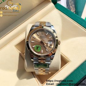 DateJust 41 YG Polished Bezel KING 1:1 Best Edition 904L Steel YG Stick Dial on SS/YG Jubilee Bracelet VR3235