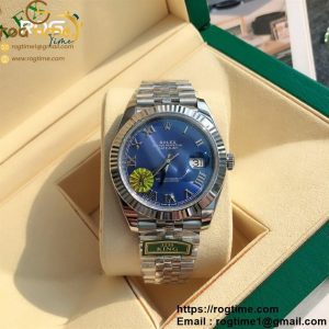 DateJust 41 SS Fluted Bezel KING 1:1 Best Edition 904L Steel Blue Roman Dial on Jubilee Bracelet VR3235