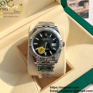 DateJust 41 SS Fluted Bezel KING 1:1 Best Edition 904L Steel Black Stick Dial on Jubilee Bracelet VR3235