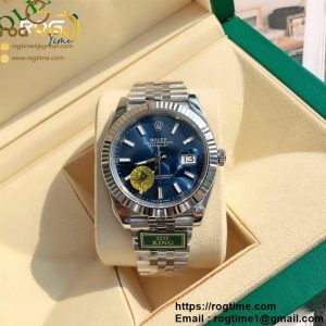 DateJust 41 SS Fluted Bezel KING 1:1 Best Edition 904L Steel Blue Stick Dial on Jubilee Bracelet VR3235