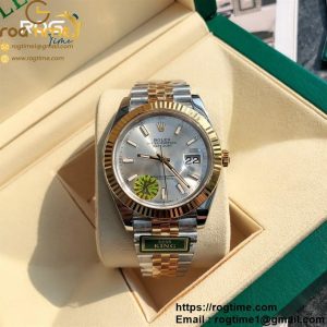 DateJust 41 SS/YG Fluted Bezel KING 1:1 Best Edition 904L Steel Silver Stick Dial on SS/YG Jubilee Bracelet VR3235