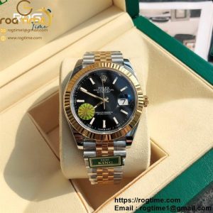 DateJust 41 SS/YG Fluted Bezel KING 1:1 Best Edition 904L Steel Black Stick Dial on SS/YG Jubilee Bracelet VR3235