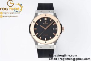 Classic Fusion 42mm YG JJF 1:1 Best Edition Black Dial on Black Gummy Strap A2892