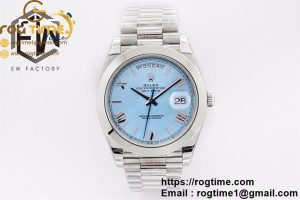 DayDate 40mm Smooth Bezel Ice Blue Roman Dial EWF A3255 Mod