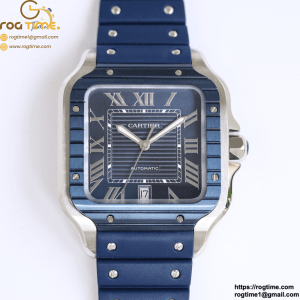 Santos De Cartier 40mm SS GF 1:1 Best Edition Blue Dial Blue Bezel on Rubber Strap MY9015