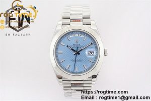 DayDate 40mm Smooth Bezel Diam Pres Ice-Blue Dial EWF A3255 Mod
