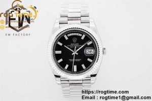 DayDate 40mm Fluted Bezel Pres Black Dial EWF A3255 Mod