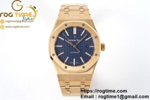 Royal Oak 41mm 15400 RG ZF 1:1 Best Edition Blue Textured Dial on RG Bracelet SA3120 Super Clone