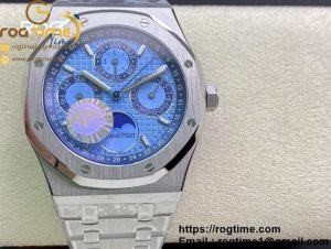 Royal Oak 41mm Complicated 26574PT SS APSF1:1 Best Edition Ice Blue Dial on SS Bracelet A5134 (CHS)