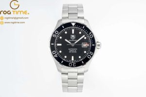 Aquaracer Calibre 5 41.5mm TARF 1:1 Best Edition Black Dial Black Bezel on SS Bracelet SW200