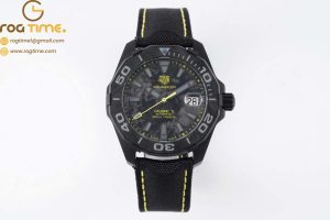 Aquaracer Calibre 5 PVD 41mm TARF 1:1 Best Edition Carbon/Yellow Dial on Black Nylon Strap SW200