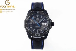 Aquaracer Calibre 5 PVD 41mm TARF 1:1 Best Edition Carbon/Blue Dial on Black Nylon Strap SW200