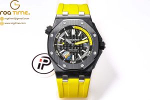 Royal Oak Offshore Diver Forged Carbon IPF Black Checkered Dial on Yellow Rubber Strap MY9015