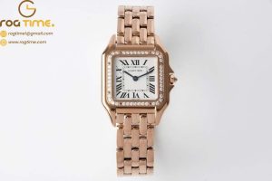 Panthère 27mm BVF 1:1 Best Edition RG White Dial Diamonds Bezel on RG Bracelet Ronda Quartz