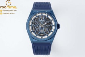 Defy Classic Blue PVD LF 1:1 Best Edition Skeleton White Dial on Blue Rubber Strap A2892