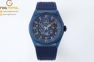 Defy Classic Blue PVD LF 1:1 Best Edition Skeleton Blue Dial on Blue Rubber Strap A2892