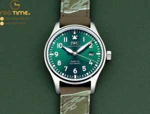 Mark XX IW328205 SS M+F 1:1 Best Edition Green Dial on Brown camouflage Leather Strap MIYOTA 9015