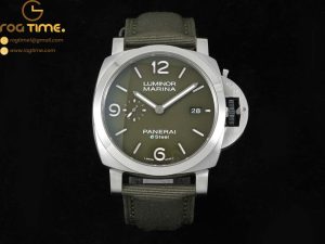 PAM1356 TTF 44mm Luminor Marina Auto1:1 Best Edition Green Dial on Green Nylon Strap P9010