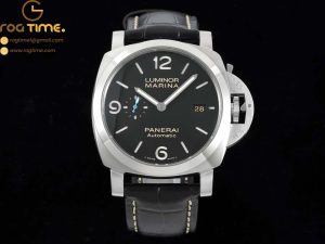 PAM1312 Luminor Marina 44mm TTF 1:1 Best Edition Black Dial on Black Embossed Croc Print Calf Leather Strap A7750