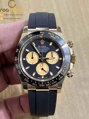 Daytona 116518 BTF 1:1 Best Edition Paul Newman Black/YG Dial on Oysterflex Rubber Strap SA4130