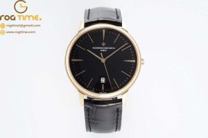 Patrimony Date RG PPF 1:1 Best Edition Black Dial on Black Leather Strap MIYOTA 9015