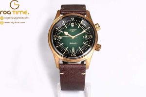 Longines Legend Diver Bronze OSF 1:1 Best Edition Green Dial on Leather Strap A2824