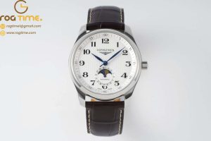 Master Moonphase SS APSF 1:1 Best Edition White Numeral Dial on Brown Leather Strap AL899