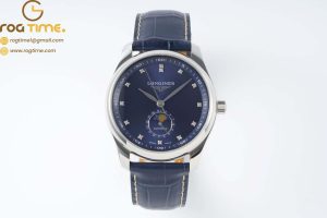 Master Moonphase SS APSF 1:1 Best Edition Blue Diamonds Dial on Blue Leather Strap AL899
