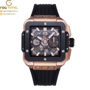 Square Bang Unico 42mm RG/Ceramic BBF 1:1 Best Edition Skeleton Dial on Black Rubber Strap A1280