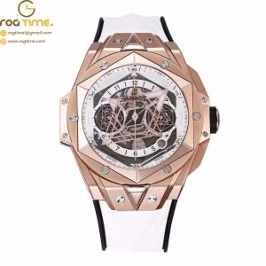 Big Bang Sang Bleu II Chrono RG BBF Best Edition White Dial on White Rubber Strap HUB1240
