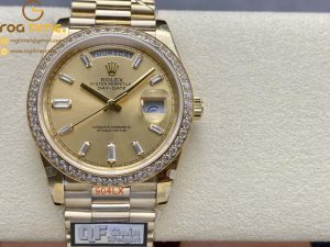 DayDate 40 YG QF Best Edition 904L Steel Green/Black Dial on President Bracelet VR 3255 V5 (Gain Weight) Super Clone