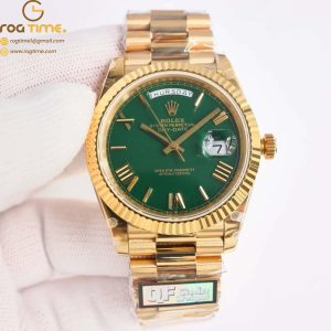 DayDate 40 YG QF Best Edition 904L Steel Green Dial on President Bracelet VR3255 V5 (Gain Weight) SuperClone