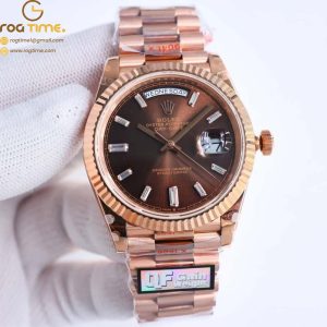 DayDate 40 RG QF Best Edition 904L Steel Brown Dial on President Bracelet VR3255 V5 (Gain Weight) SuperClone