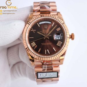 DayDate 40 RG QF Best Edition 904L Steel Brown Dial on President Bracelet VR3255 V5 (Gain Weight) Super Clone