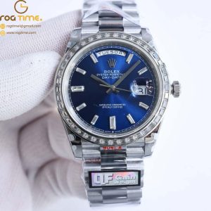 DayDate 40 SS QF Best Edition 904L Steel Blue Dial on President Bracelet VR3255 V5 (Gain Weight) Super Clone