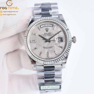 DayDate 40 SS QF Best Edition 904L Steel Meteorite Dial on President Bracelet vr3255 V5 (Gain Weight) Super Clone