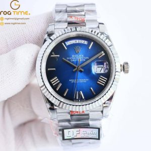 DayDate 40 SS QF Best Edition 904L Steel Blue/Black Dial on President Bracelet VR3255 V5 (Gain Weight) Super Clone