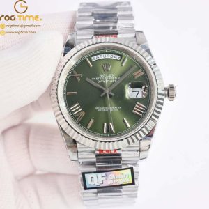 DayDate 40 SS QF Best Edition 904L Steel Olive Dial on President Bracelet VR3255 V5 (Gain Weight) Super Clone