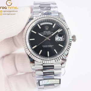 DayDate 40 SS QF Best Edition 904L Steel Black Dial on President Bracelet VR3255 V5 (Gain Weight) Super Clone