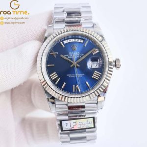 DayDate 40 SS QF Best Edition 904L Steel Blue Dial on President Bracelet VR3255 V5 (Gain Weight) Super Clone