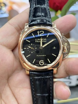 PAM908 "福" Luminor Due VSF Best Edition Black Dial on Black Leather Strap