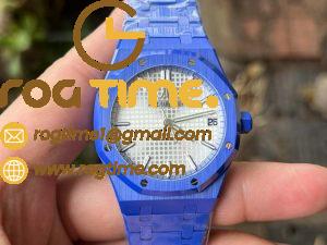 Royal Oak 15500 Blue Ceramic APSF 1:1 Best Edition Silver Dial on Blue Ceramic Bracelet SA4302 Super Clone