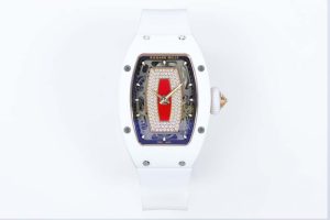 RM07-01 Ladies 31.5mm Red Diamonds Dial on White Rubber Strap ZF CRMA2