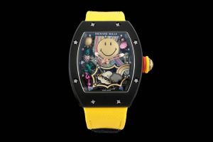 RM88 Smiley 41mm Black Ceramic Skeleton Dial on Yellow Nylon Strap RMF Tourb