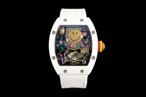 RM88 Smiley 41mm White Ceramic Skeleton Dial on White Nylon Strap RMF Tourb